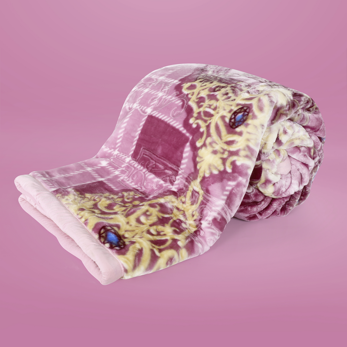 YETI WINTER DOUBLE BED DOUBLE LAYERED BLANKET MAGENTA PINK Signature Home Official