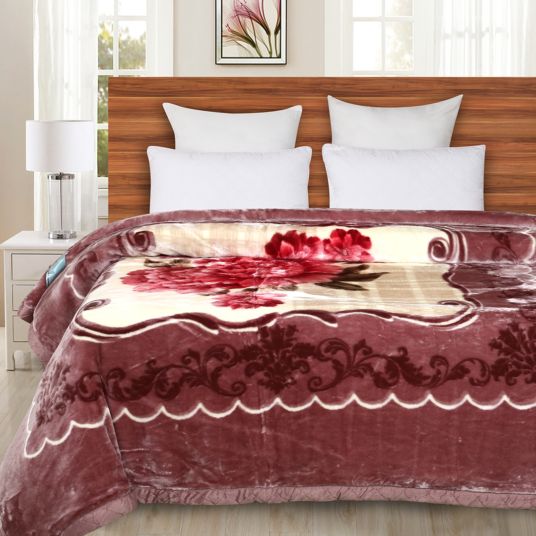 ANDREW WINTER DOUBLE BED DOUBLE LAYERED BLANKET ROSY BROWN Signature Home Official